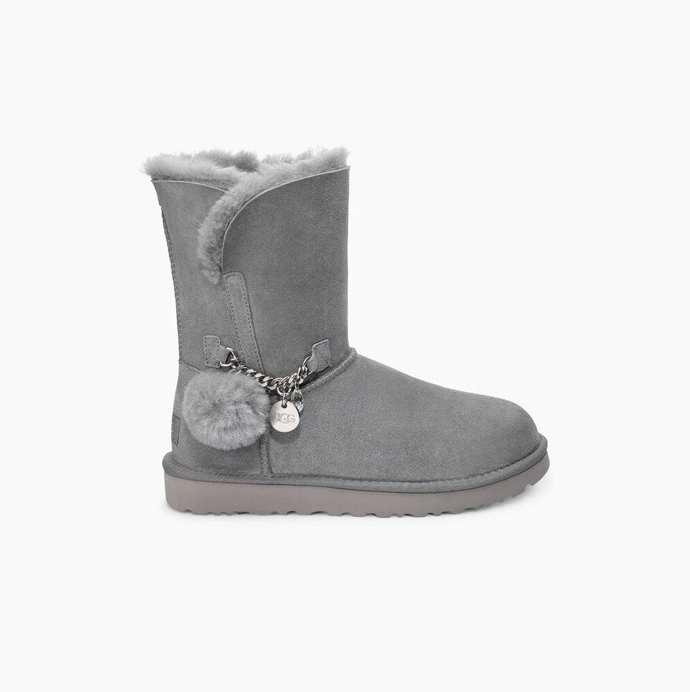 UGG Classic Short Charm Grey Boots for Women (ULZI68593)